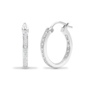 18E173 | 18ct White gold 21pt Natural Diamond creole Hoop Earrings.