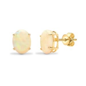 18E181 | 18ct yellow gold opal 2.04ct stud earrings.