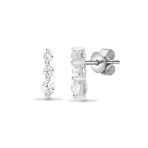18E239 | 18ct White gold 33pt Natural Diamond trilogy stud drop stud earrings.