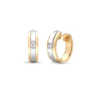 18E246 | 18ct White and yellow gold 6pt Natural Diamond huggie Earrings with a hinge notched post fixing.