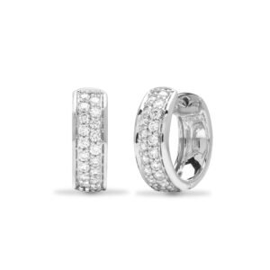 18E247 | 18ct White gold 52pt Natural Diamond huggie Earrings with a hinge notched post fixing.