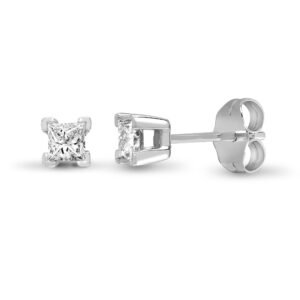 18E357-025 | 18ct White Gold 25pt Princess Cut 4 Claw Natural Diamond Stud Earrings