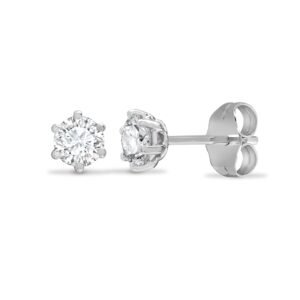 18E360-100 | 18ct White Gold 1.00ct 6 Claw Natural Diamond Soli Stud Earrings
