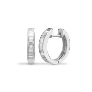18E376 | 18ct White 0.53ct Baguette Natural Diamond Hoop Earrings