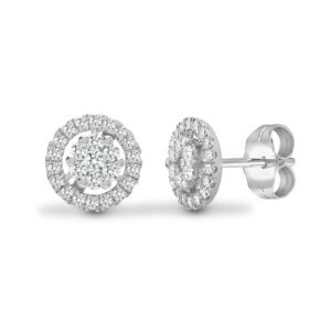 18E425 | 18ct White 0.65ct Natural Diamond Cluster Earrings