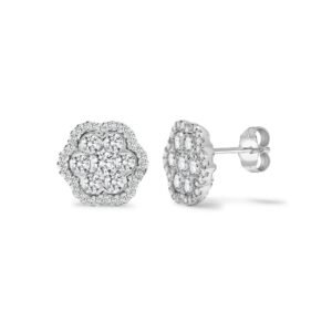 18E436 | 18ct White 1.26ct Natural Diamond Cluster Earrings