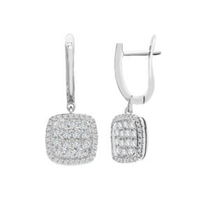 18E457 | 18ct White 1.10ct Natural Diamond Cluster Cushion Shape Earrings
