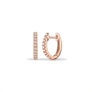18E464 | 18ct Rose 0.14ct Natural Diamond Oval Huggie Earrings