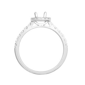 18M953-050 | 18ct White Gold 0.41ct Natural Diamond Micro-set Halo and Shoulders Wed-fit Ring Mount- Holds 0.50ct