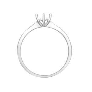 18M956-050 | 18ct White Gold 0.10ct Natural Diamond Pave set 6-claw Ring Mount- Holds 0.50ct