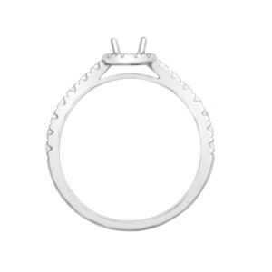 18M957-025 | 18ct White Gold 0.33ct Natural Diamond Micro-set Cushion-shaped Halo and Shoulders Wed-fit Ring Mount- Holds 0.25ct