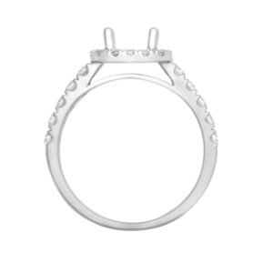 18M957-100 | 18ct White Gold 0.58ct Natural Diamond Micro-set Cushion-shaped Halo and Shoulders Wed-fit Ring Mount- Holds 1.00ct