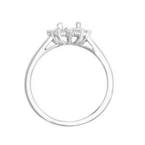 18M962-7x5-I | 18ct White Gold 0.35ct Natural Diamond Claw-set Cluster Halo Oval Ring - Holds 7x5mm