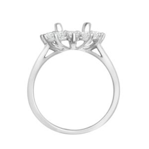18M962-9x7-I | 18ct White Gold 0.96ct Natural Diamond Claw-set Cluster Halo Oval Ring - Holds 9x7mm