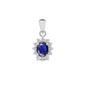18P120 | 18ct White Gold Natural Diamond And Sapphire Pendant