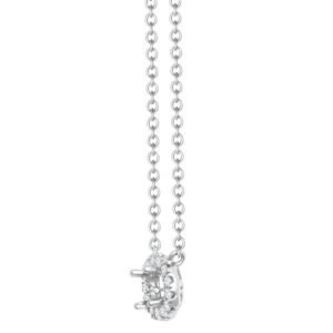 LAB18P332-025 | Lab 18ct White Gold 0.08ct Diamond Halo Pendant with 16"-18" Chain Extender set with a 0.25ct G SI1 Diamond