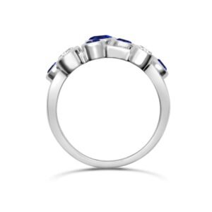 18R1004 | JN Jewellery 18ct White Gold 0.35cts Natural Diamond 0.89cts Sapphire 3 Row Bubble Ring