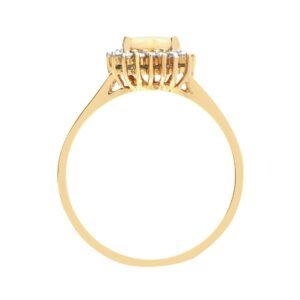 18ct Yellow Gold Natural Diamond And Opal Heart Shaped Ring