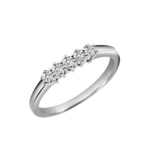 18ct White Gold 25pts 5 Stone Natural Diamond Ring