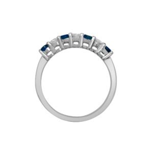 18ct White Gold Natural Diamond And Sapphire Claw Set Half Eternity Ring