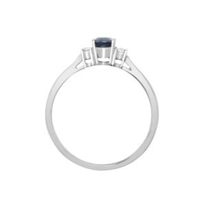 18ct White Gold Natural Diamond And Sapphire 3 Stone Ring