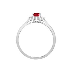 18ct White Gold Natural Diamond And Ruby And 3 Stone Ring