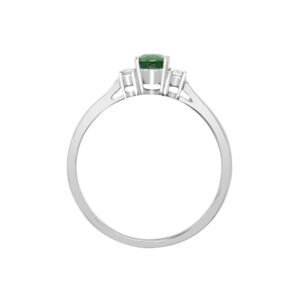 18ct White Gold Natural Diamond And Emerald And 3 Stone Ring