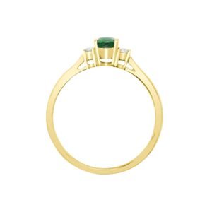 18ct Yellow Gold Natural Diamond And Emerald And 3 Stone Ring