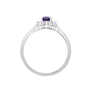 18ct White Gold Natural Diamond And Tanzanite And 3 Stone Ring