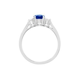 18ct White Gold Natural Diamond And Sapphire And 3 Stone Ring