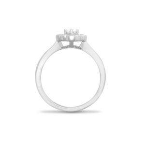 18ct White 0.40ct Natural Diamond Cluster Mill-Grain Edge Ring