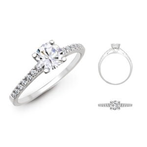 LAB18R768-025 | Lab 18ct White 0.17ct Diamond Semi Set Ring - Holds 0.25ct