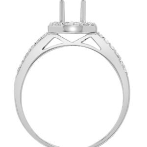 18ct White 0.26ct Natural Diamond Semi Set Halo Ring - Holds 0.75ct