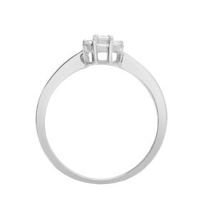 18ct White Gold 0.57ct Natural Diamond RBC & Baguette Ring