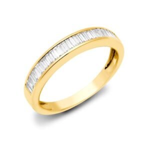 18ct Yellow 0.25ct Natural Diamond Baguette 12 Eternity Ring