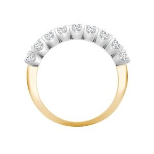 18ct Yellow/White 0.50ct 9 stone Claw Set 1/2 ET Ring