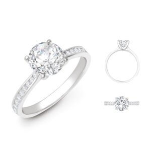 LAB18R950-025 | Lab 18ct White Gold 0.13ct Diamond Channel-set Wed-fit Ring Mount + 0.25ct Diamond