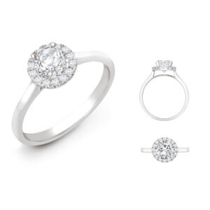 LAB18R952-025 | Lab 18ct White Gold 0.08ct Diamond Micro-set Halo Wed-fit Ring Mount + 0.25ct Diamond