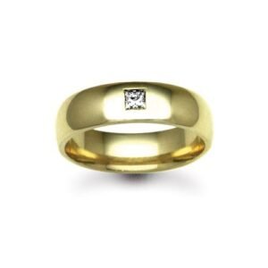 18W007-5 | 18ct Gold Yellow Natural Diamond Rubover set Wedding Ring