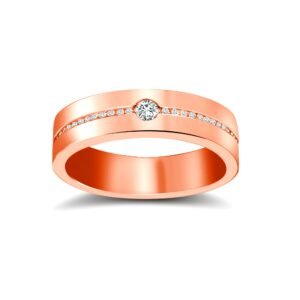 18W066-4 | 18ct Rose Gold RBC Flat Court Natural Diamond Wedding Band Half Set - 4mm - 28pts