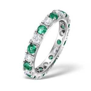 18ct White Gold Claw Set Full Eternity Ring Natural Diamond 0.50ct Emerald 0.70ct G VS