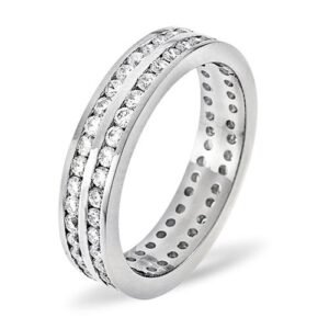 18ct White Gold Channel Set 2 Row Full Eternity Ring Natural Diamond 1.00ct G VS