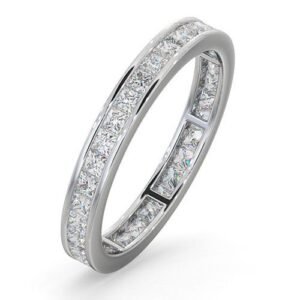 18ct White Gold Channel Set Princess Cut Full Eternity Ring Natural Diamond 1.00ct G VS