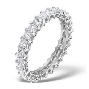 18ct White Gold Claw Set Full Eternity Ring Princess Cut Natural Diamond 2.00ct G VS
