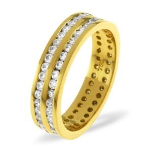 18ct Yellow Gold Channel Set 2 Row Full Eternity Ring Natural Diamond 1.00ct G VS