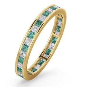 18ct Yellow Gold Channel Set Princess Cut Full Eternity Ring Natural Diamond 0.50ct Em 0.65ct G VS