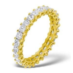18ct Yellow Gold Claw Set Full Eternity Ring Princess Cut Natural Diamond 2.00ct G VS