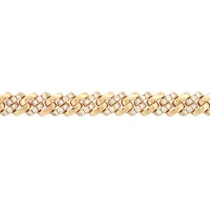 9B033 | 9ct Yellow Cuban Link 1.43ct Diamond Set Bracelet