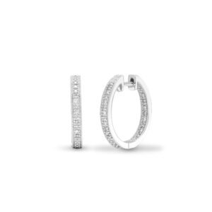 9E046 | 9ct white gold 25pt Natural Diamond Hoop Earrings with a hinge and a notched post fixing.