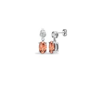 9E194 | 9ct White Dia-7pts Morganite-0.90ct Drop Earrings